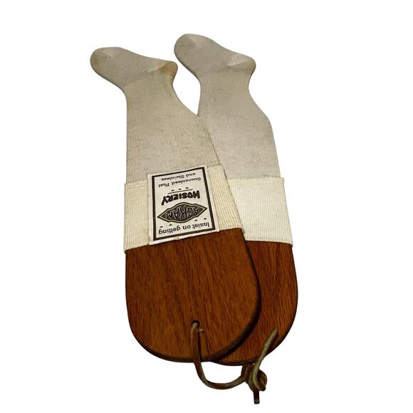 Vintage child’s Acram hosiery on wooden sock stretchers rustic primitive pair - Picture 3 of 6
